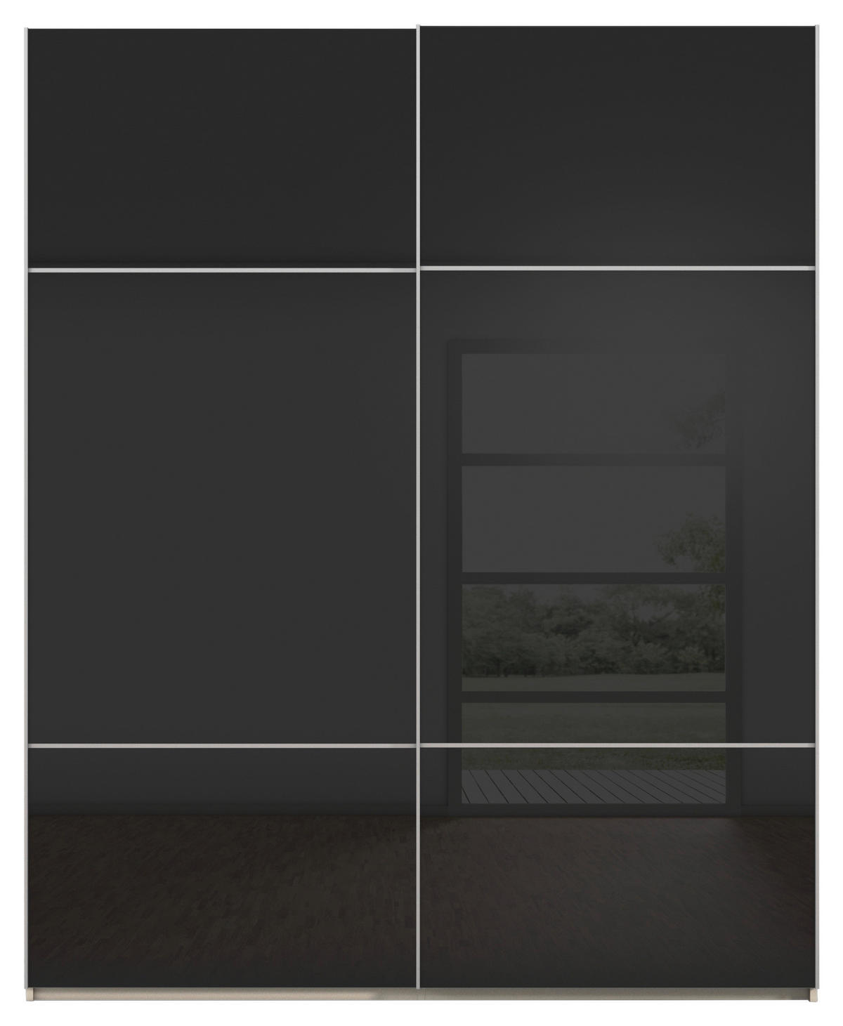 SCHWEBETÜRENSCHRANK in Schwarz, Champagner  - Champagner/Alufarben, Konventionell, Glas/Holzwerkstoff (181/223/67cm) - Novel