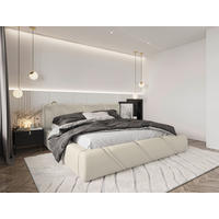 POLSTERBETT 180/200 cm,  in Beige, gepolstertes Kopfteil, Lattenrost, Bettkasten,  - Beige/Schwarz, Design, Holz/Kunststoff (180/200cm) - Chameo