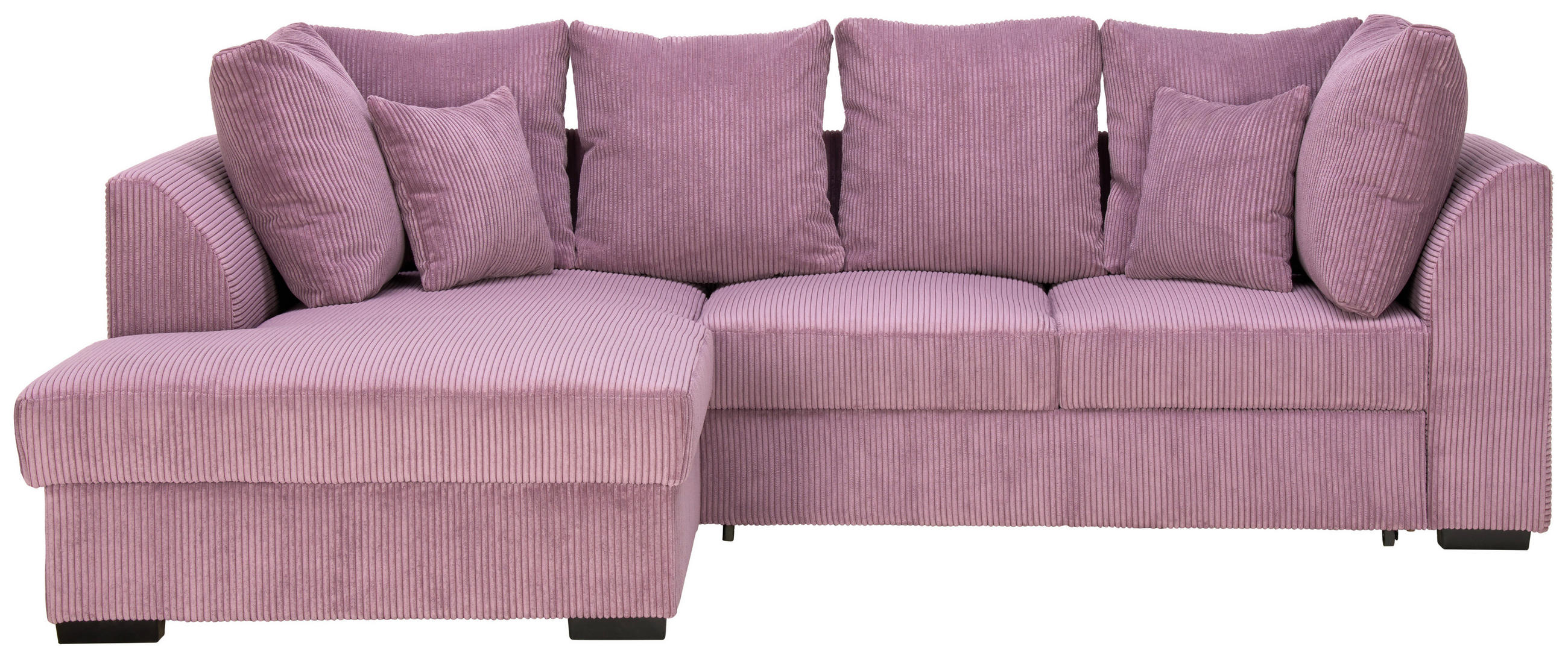 ECKSOFA in Cord Pflaume  - Pflaume/Schwarz, Design, Kunststoff/Textil (174/259cm) - Cantus