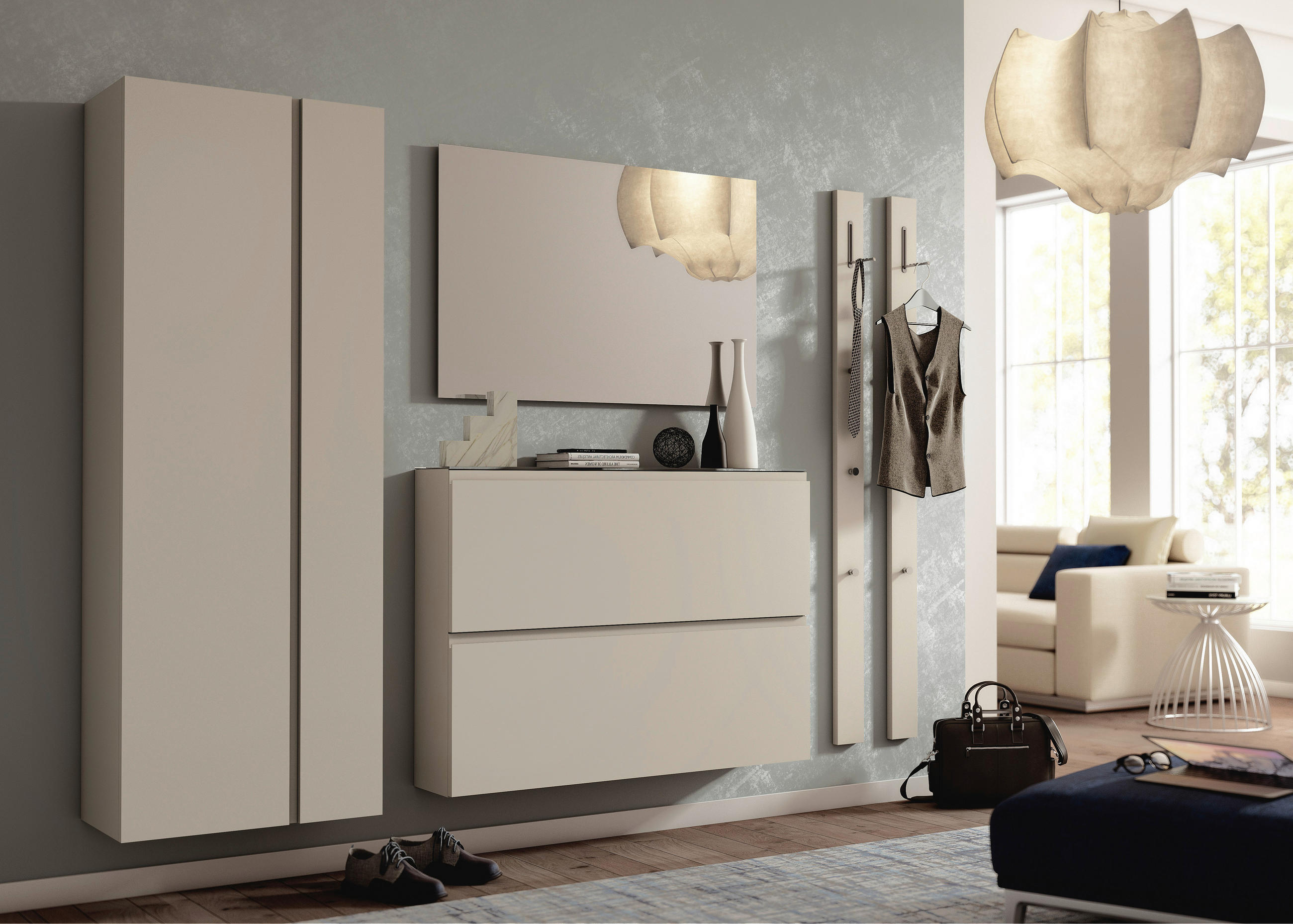 GARDEROBE Taupe - Taupe, Design, Glas (220/185/33cm) - Moderano