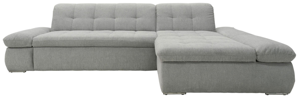 ECKSOFA Grau Mikrofaser  - Chromfarben/Grau, KONVENTIONELL, Textil/Metall (300/172cm) - MID.YOU