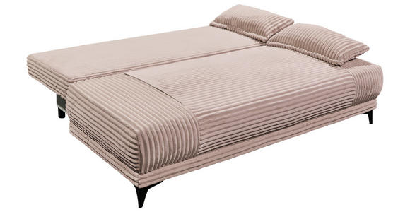 SCHLAFSOFA Cord Rosa  inkl. Rückenkissen, Armlehnenkissen, Bettkasten, Schlaffunktion, Rücken echt, Liegefläche im Originalstoff  - Schwarz/Rosa, KONVENTIONELL, Kunststoff/Textil (211/96/105cm) - Carryhome