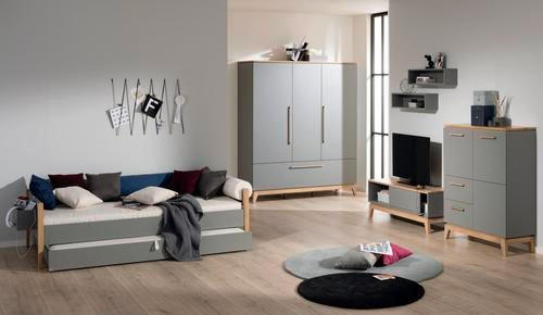 KLEIDERSCHRANK in Grau, Eichefarben  - Eichefarben/Grau, Modern, Holz/Holzwerkstoff (170,7/200/57,2cm) - Paidi