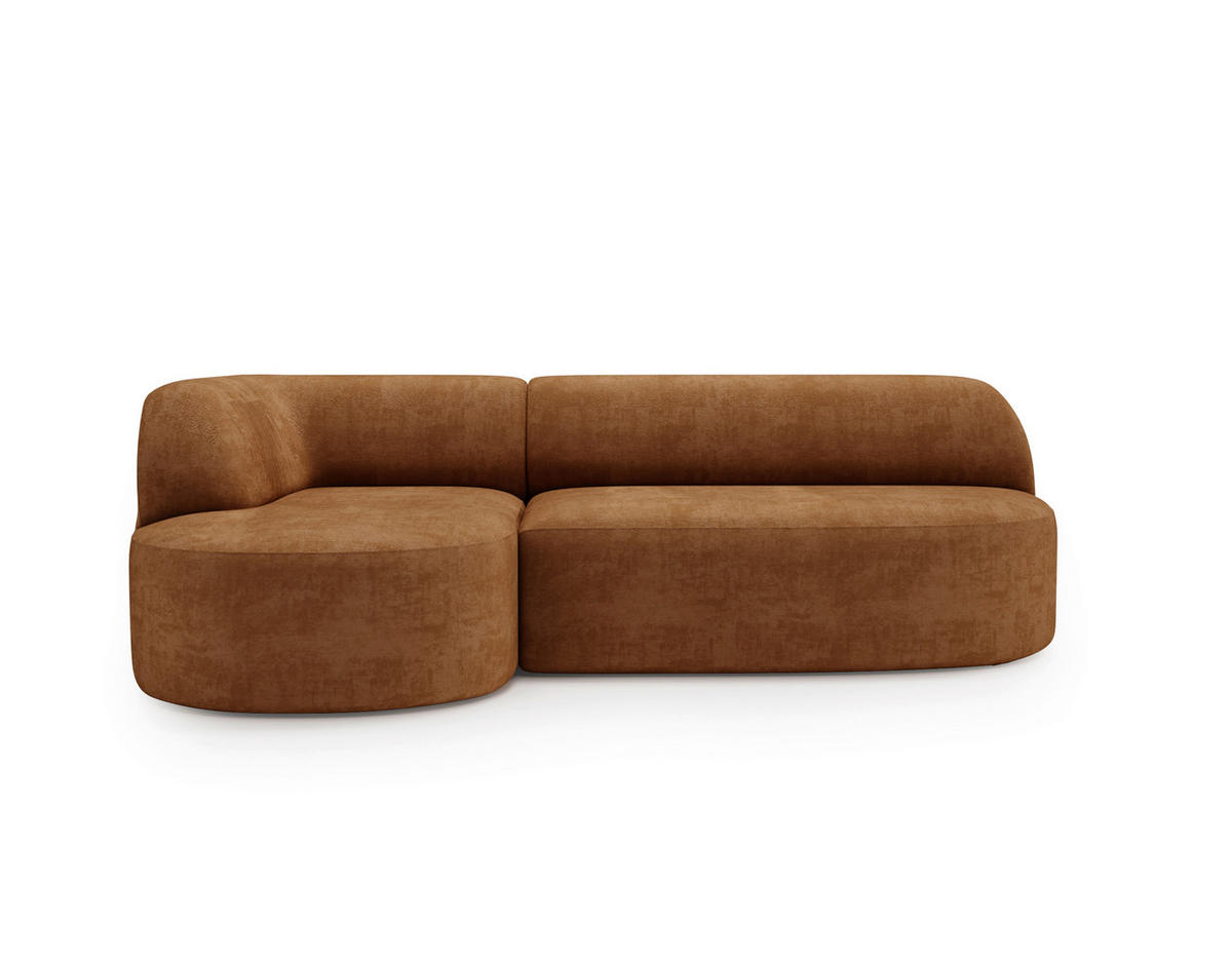 ECKSOFA Chenille Rostfarben  - Rostfarben/Schwarz, Design, Kunststoff/Textil (156/218cm) - Livetastic