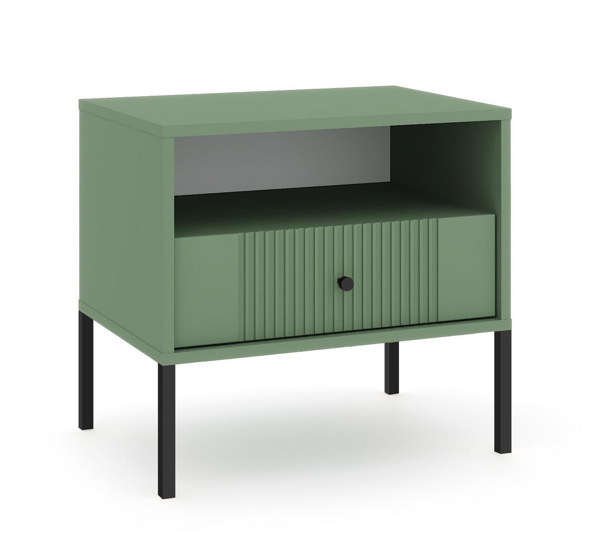 NACHTSCHRANK 54/39/50,5 cm  - Schwarz/Grün, Design, Holzwerkstoff/Metall (54/39/50,5cm) - Boxxx