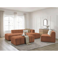 ECKSOFA Ottomane rechts  ANNECY Orange Bouclé  - Schwarz/Orange, MODERN, Kunststoff/Textil (262/170cm)