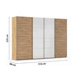 SCHWEBETÜRENSCHRANK 316/235/68 cm 4-türig Weiß, Eiche Artisan  - Chromfarben/Weiß, KONVENTIONELL, Glas/Holzwerkstoff (316/235/68cm) - Novel