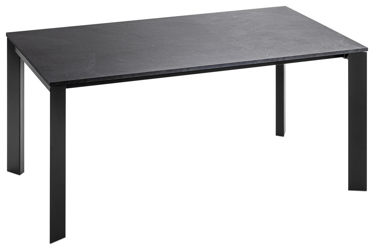 ESSTISCH Schwarz, Schieferfarben rechteckig  ausziehbar, in verschiedenen Größen erhältlich, in verschiedenen Holzdekoren erhältlich  - Schieferfarben/Schwarz, Design, Holzwerkstoff/Metall (160-250/90/75cm) - home24