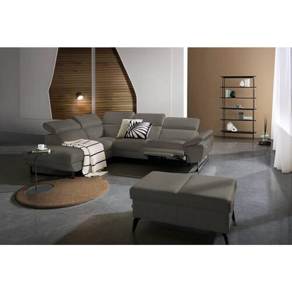 Thumbnail - Celina Home Ecksofa, Graubraun, Leder, Echtleder, Rindleder, Spaltleder, 5-Sitzer, Ottomane links, L-Form, 281x225 cm, M...