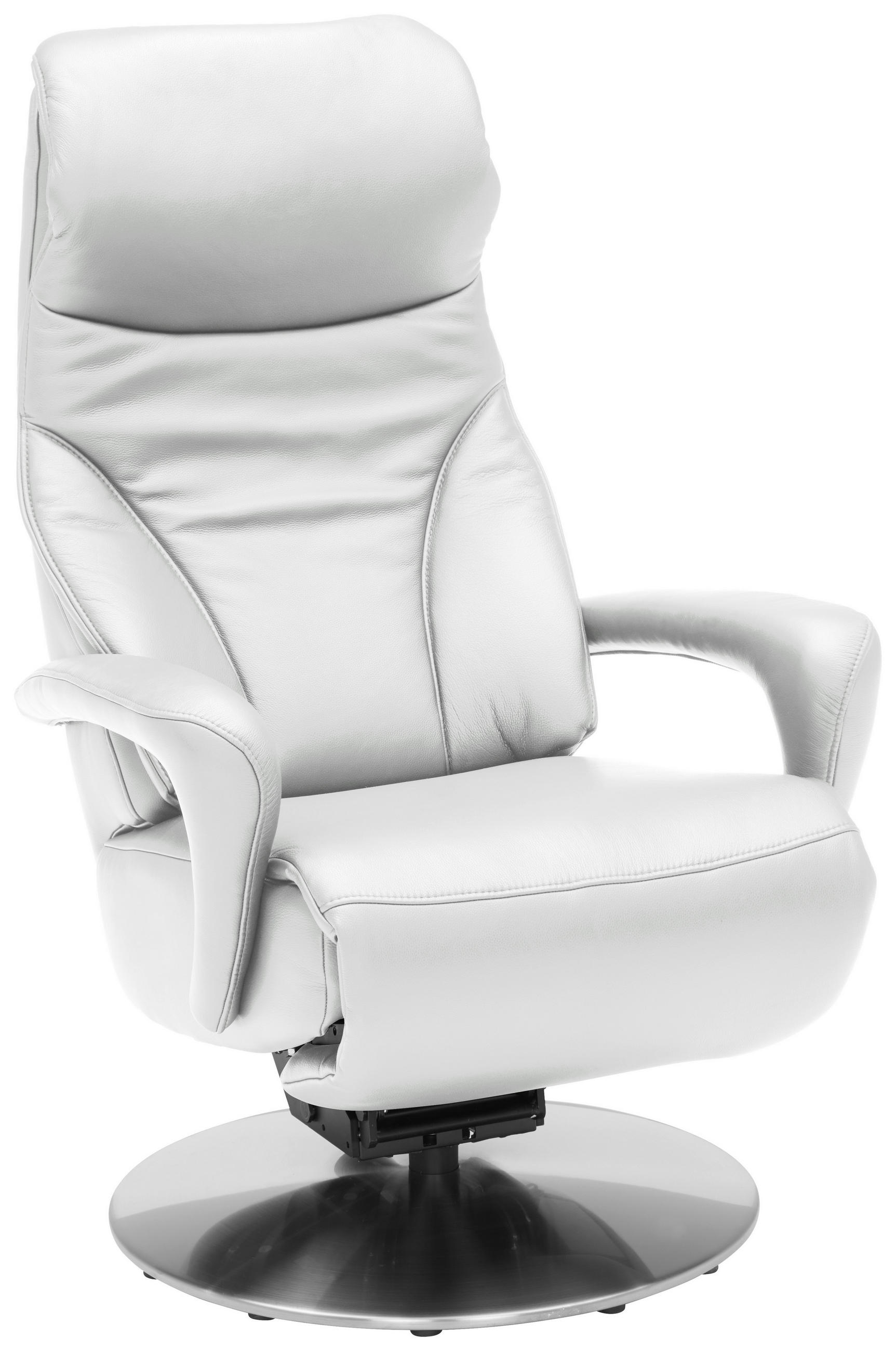 RELAXSESSEL in Leder Weiss  - Weiss/Edelstahlfarben, Design, Leder/Metall (75/117/88cm) - Dieter Knoll