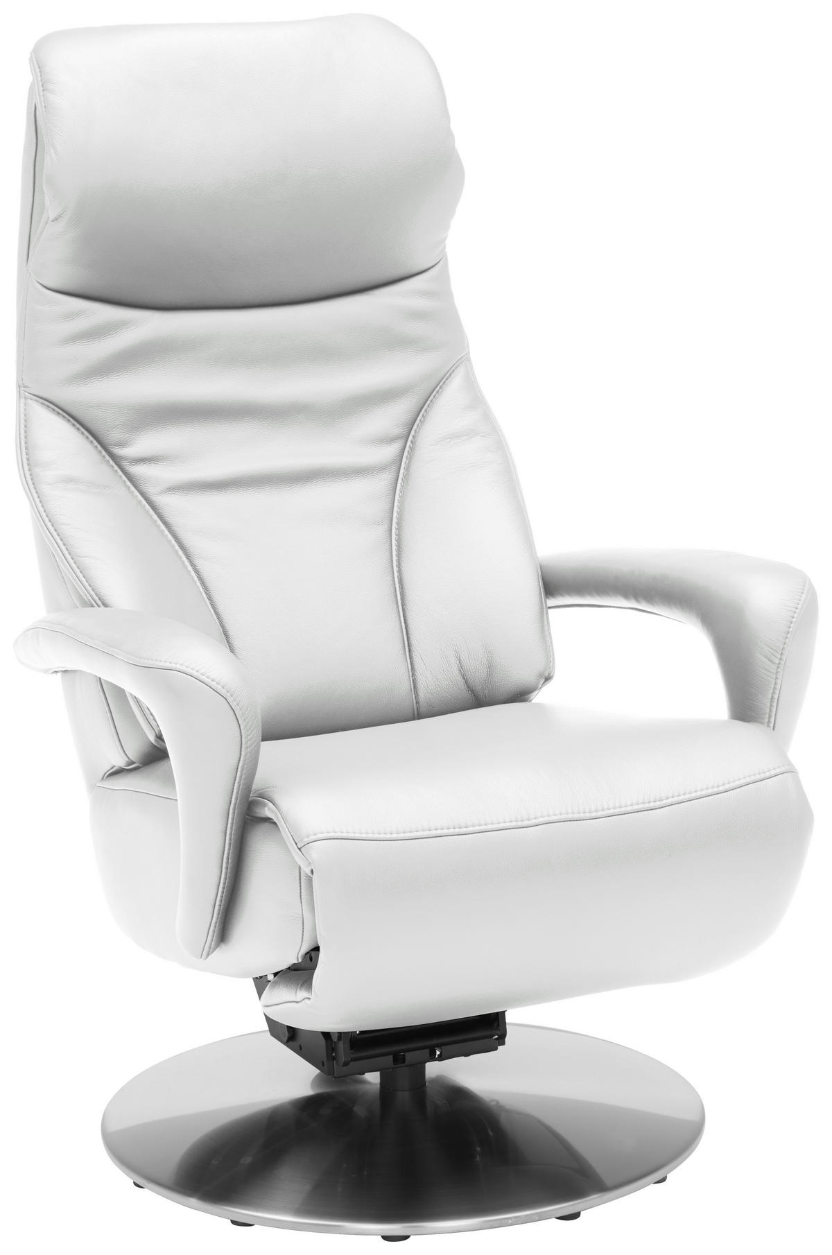 RELAXSESSEL in Leder Weiss  - Weiss/Edelstahlfarben, Design, Leder/Metall (75/117/88cm) - Dieter Knoll