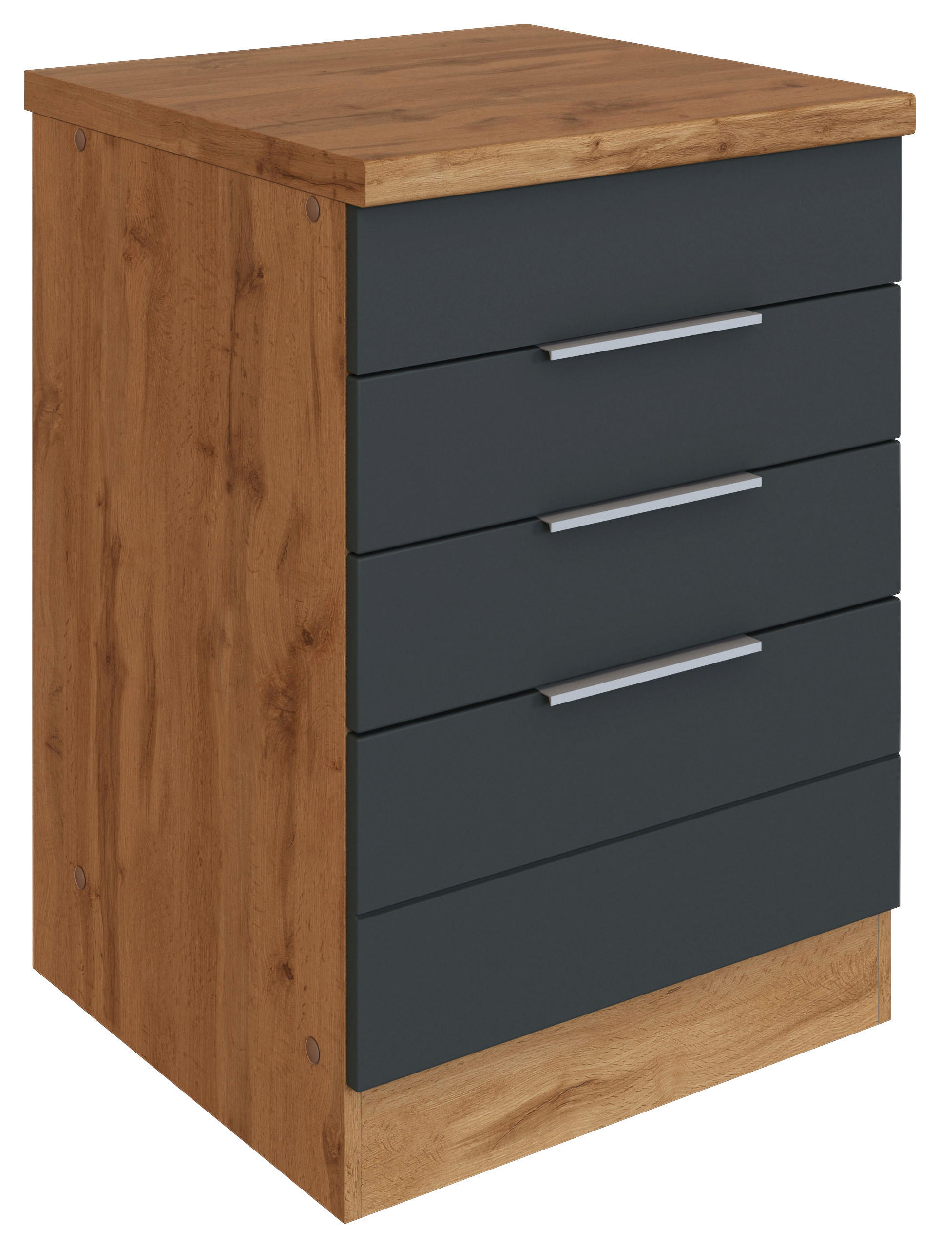 KOCHFELDUMBAUSCHRANK 60/86/60 cm  in Grau, Eiche Wotan  - Eiche Wotan/Grau, Design, Holzwerkstoff/Metall (60/86/60cm) - Held