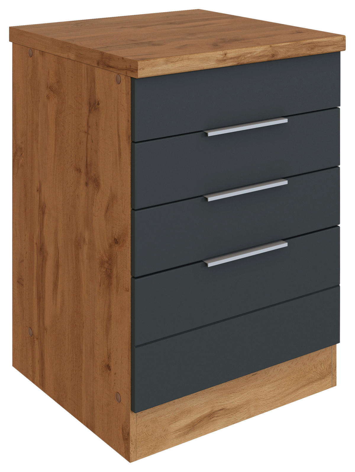 KOCHFELDUMBAUSCHRANK 60/86/60 cm  in Grau, Eiche Wotan  - Eiche Wotan/Grau, Design, Holzwerkstoff/Metall (60/86/60cm) - Held