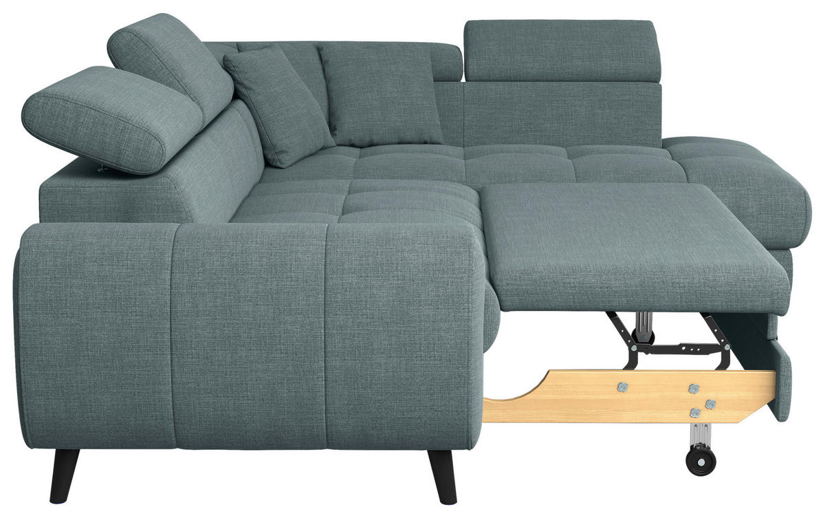 ECKSOFA in Flachgewebe Blau  - Blau/Schwarz, Design, Textil/Metall (246/195cm) - Livetastic