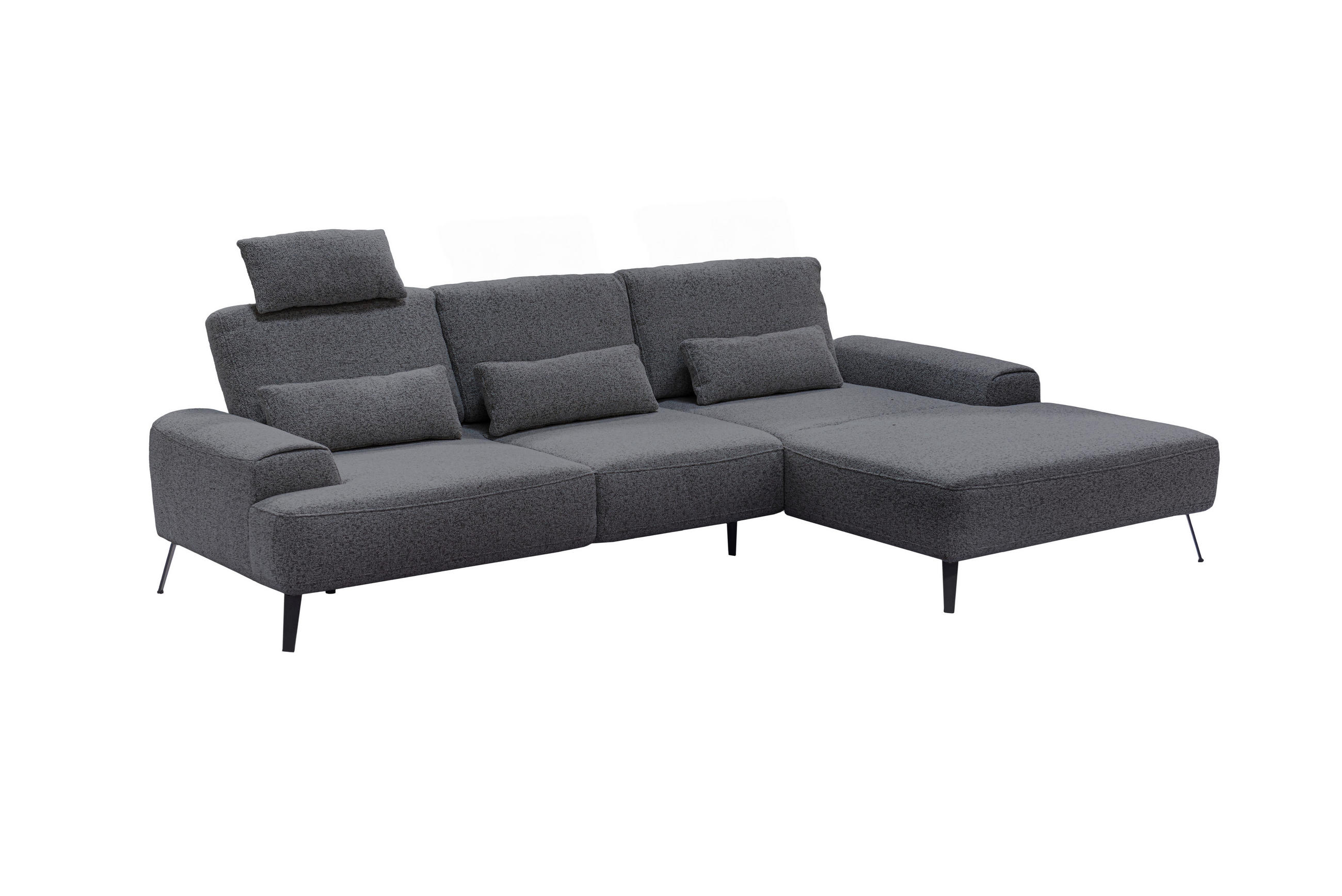 ECKSOFA Astoria Dunkelgrau Flachgewebe  - Dunkelgrau/Schwarz, Design, Textil/Metall (305/178cm) - Livetastic
