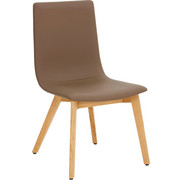 STUHL in Holz, Leder Eichefarben, Grau - Eichefarben/Grau, Design, Leder/Holz (49/90/60cm) - Hülsta