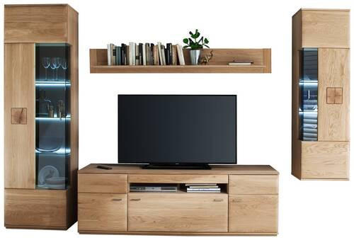 HYLLKOMBINATION i 305/208/50 cm - nickelfärgad/ekfärgad, Design, metall/trämaterial (305/208/50cm) - Livetastic