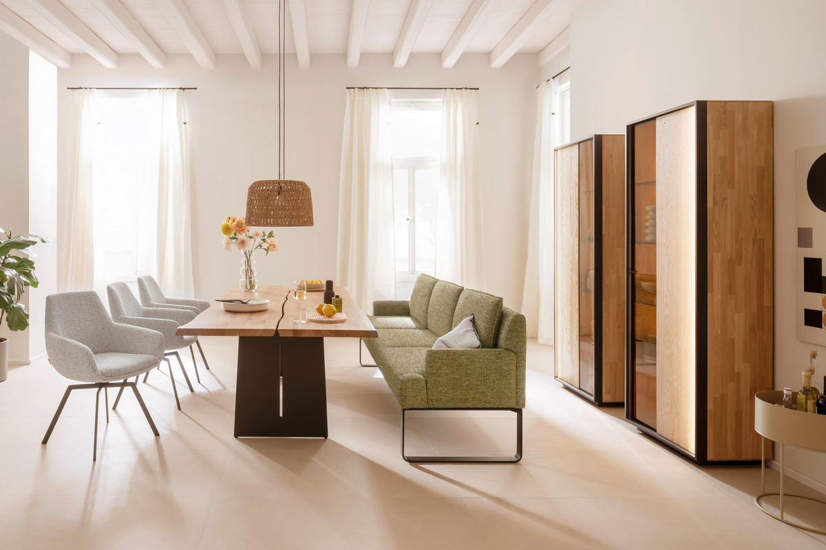 ESSTISCH in Holz, Metall 250/110/75 cm  - Eichefarben/Anthrazit, Design, Holz/Metall (250/110/75cm) - Schöner Wohnen