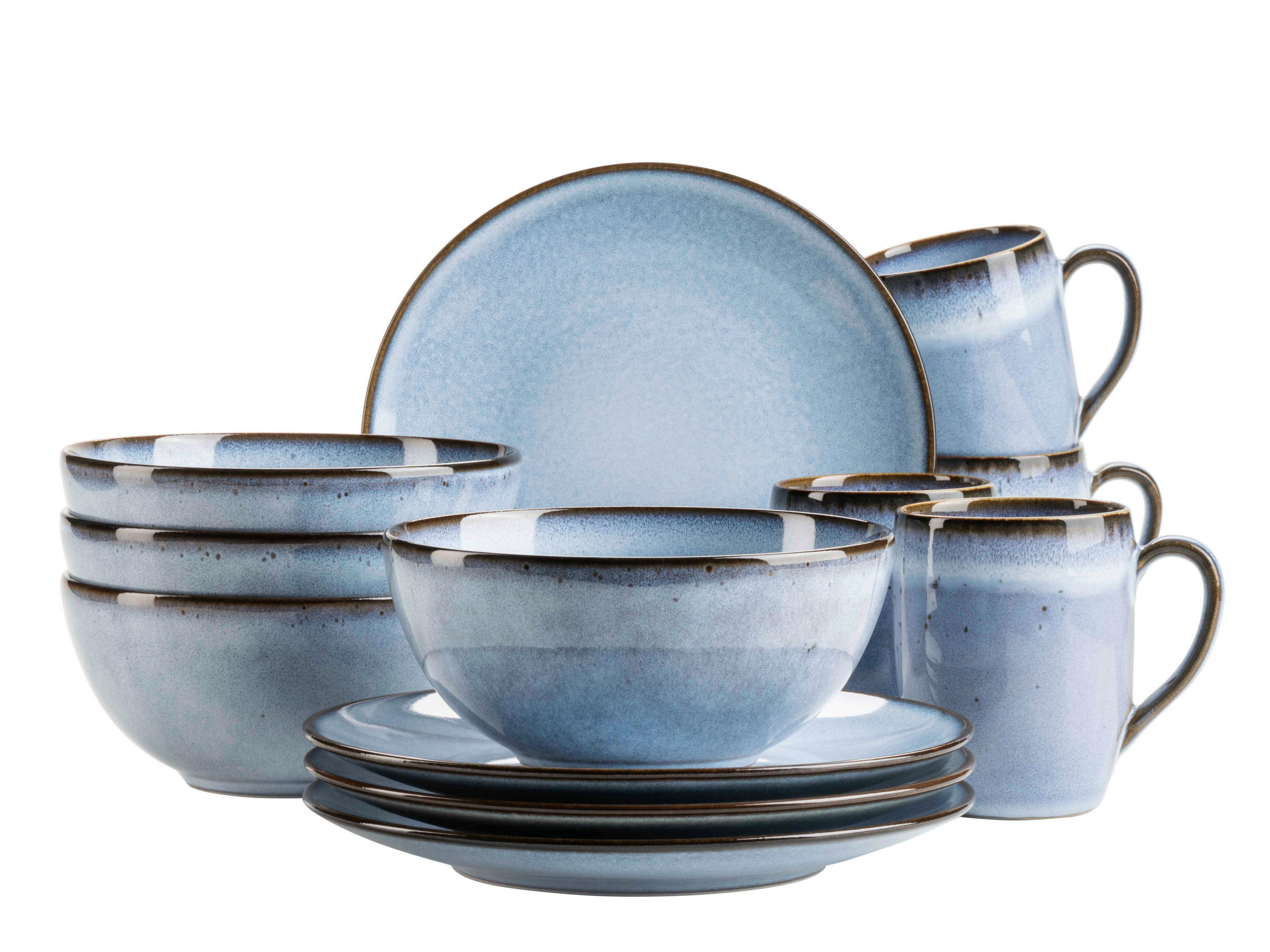 FRÜHSTÜCKSSERVICE 12-teilig 4 Personen Blau SMOKY'S  - Blau, Basics, Keramik - Mäser