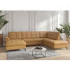 WOHNLANDSCHAFT in Vliesstoff Kombination Echtleder/Stoff Currygelb  - Currygelb/Schwarz, MODERN, Leder/Textil (164/319/212cm) - Sit & More