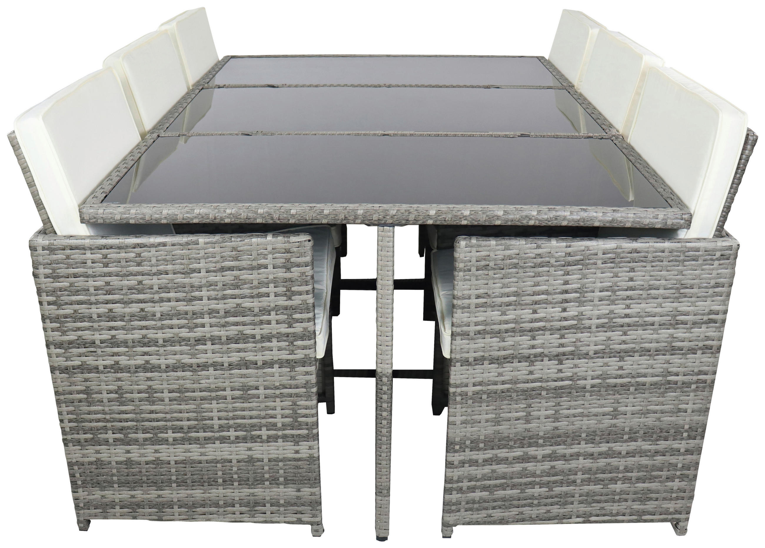 GARTENTISCHGRUPPE Stahl  - Creme/Grau, MODERN, Glas/Kunststoff - Ambia Garden