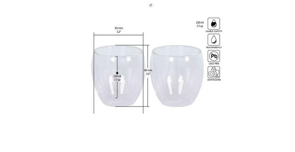 KAFFEEGLAS - Klar, KONVENTIONELL, Glas (8,8/8,9cm) - Novel