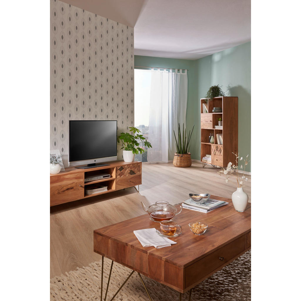 Thumbnail - Ambia Home Lowboard, Natur, Holz, Metall, Holzwerkstoff, Akazie, 2 Fächer, 2 Schubladen, 160x45x35 cm, Holzmöbel, Kleinm...