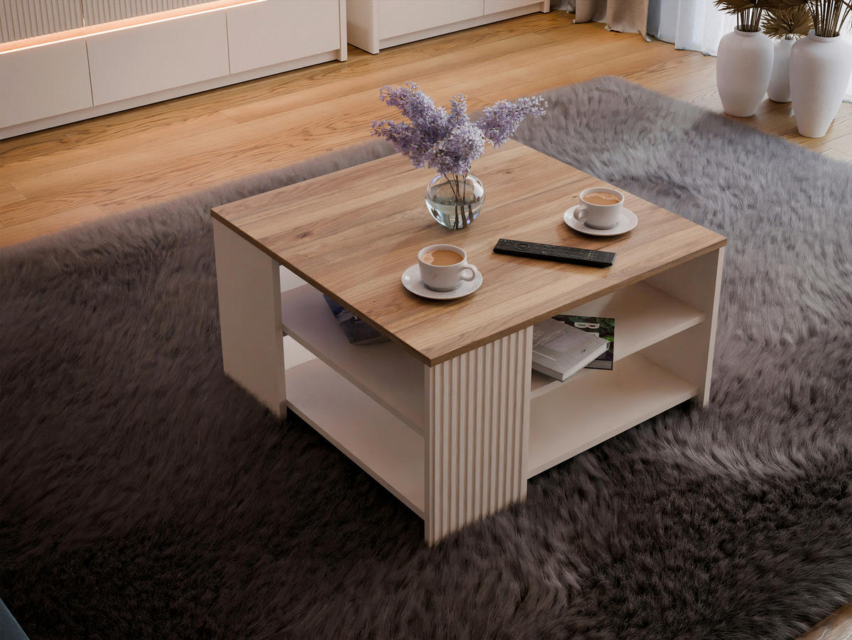 KLUBSKA MIZA, 80/45/80 cm barve hrasta, peščene barve  - barve hrasta/peščene barve, Design, leseni material (80/45/80cm) - Hom`in