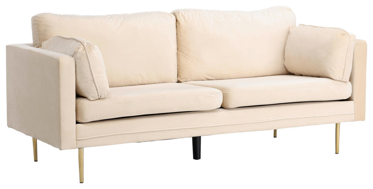 2-SITS SOFFA i metall, textil guldfärgad, beige  - beige/guldfärgad, Design, metall/textil (203/84/90cm) - Livetastic