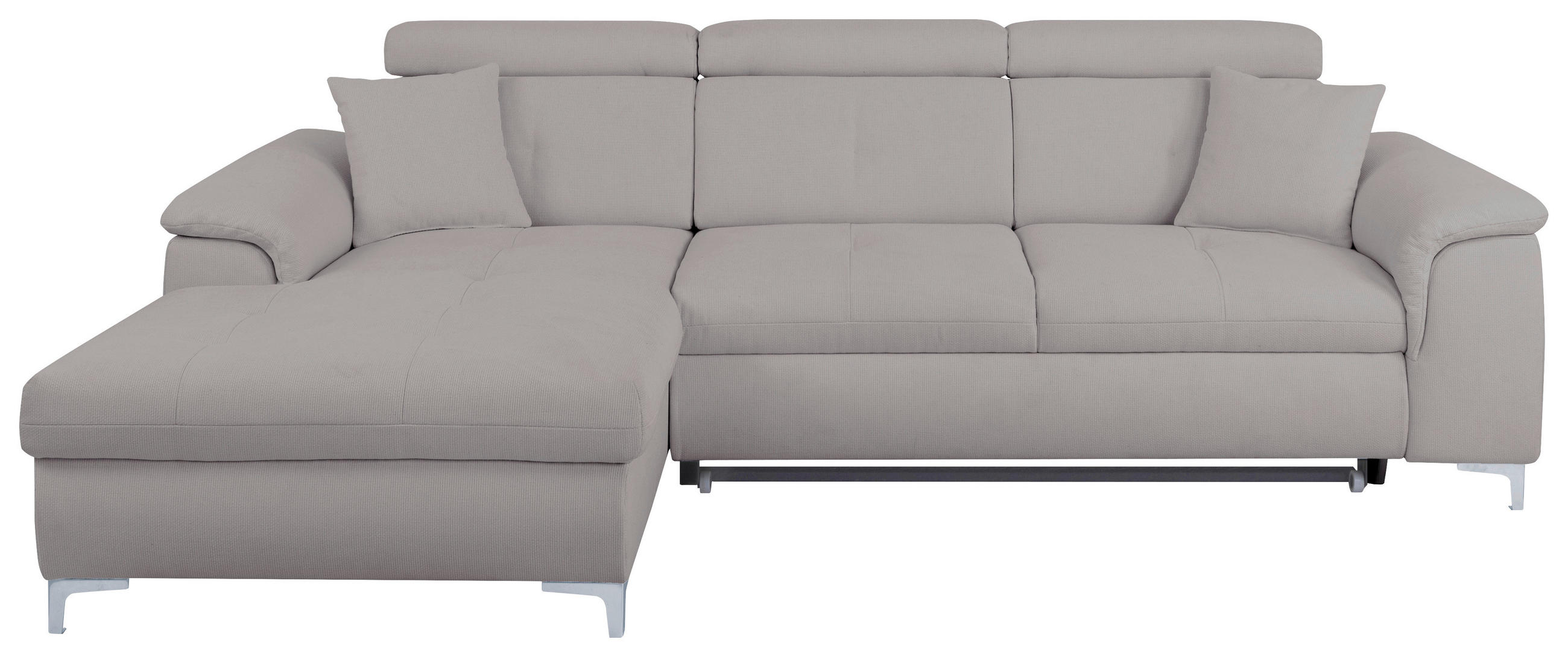 ECKSOFA in Flachgewebe Grau  - Chromfarben/Grau, Konventionell, Textil/Metall (175/268cm) - Carryhome