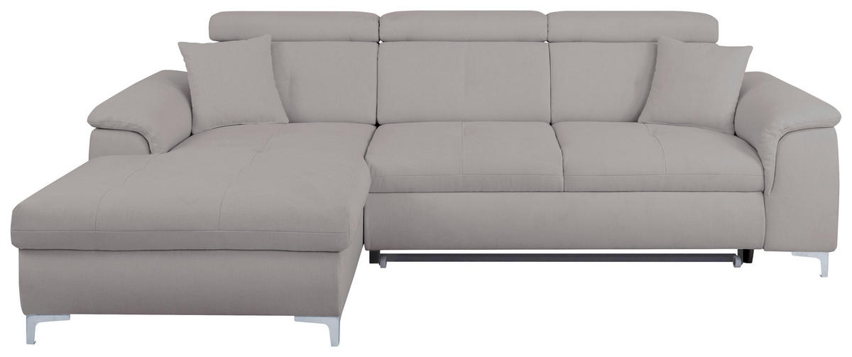 ECKSOFA in Flachgewebe Grau  - Chromfarben/Grau, Konventionell, Textil/Metall (175/268cm) - Carryhome