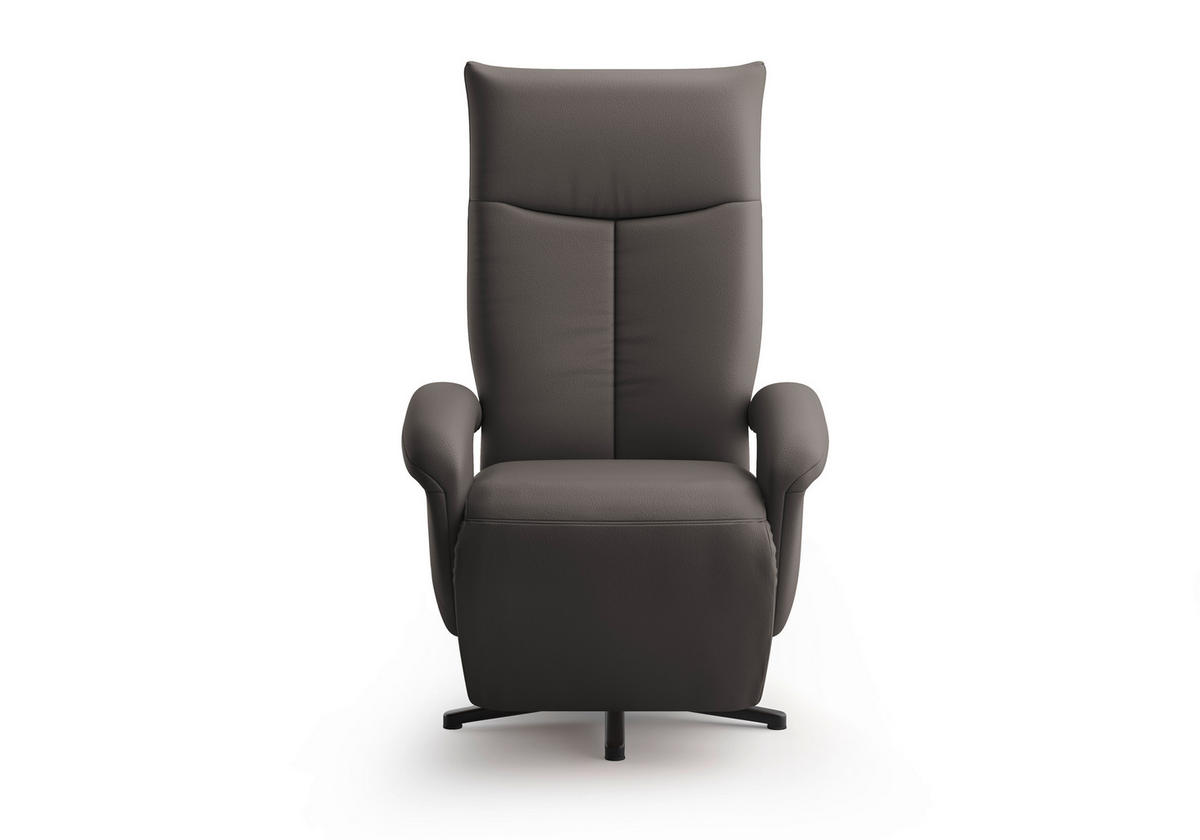 SESSEL in Echtleder Mokka  - Schwarz/Mokka, Konventionell, Leder/Metall (74/112/82cm) - Sit & More