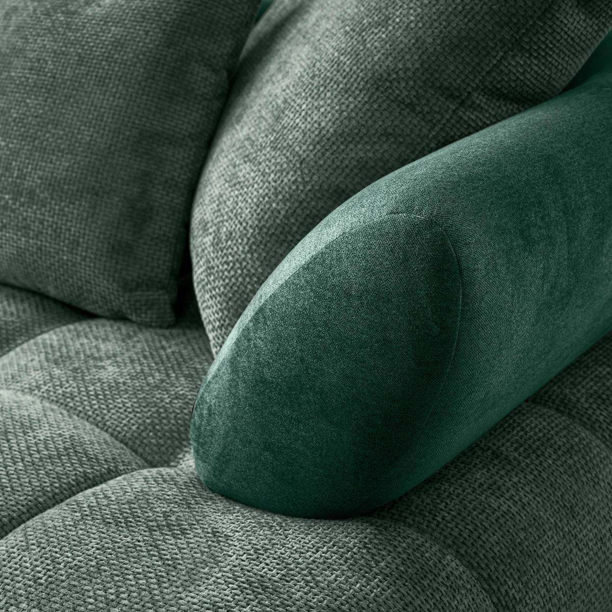 HÖRNSOFFA i chenille mörkgrön  - svart/mörkgrön, Modern, metall/textil (184/262cm) - MID.YOU
