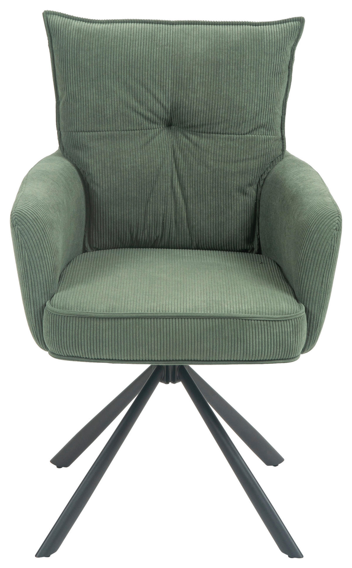 ARMLEHNSTUHL  in Eisen Cord  - Schwarz/Olivgrün, Design, Textil/Metall (60/95/67cm) - Novel