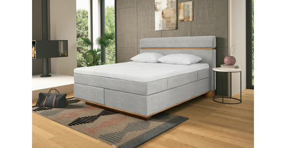 BOXSPRINGBETT 180/200 cm  in Silberfarben  - Eichefarben/Silberfarben, Natur, Holz/Textil (180/200cm) - Linea Natura