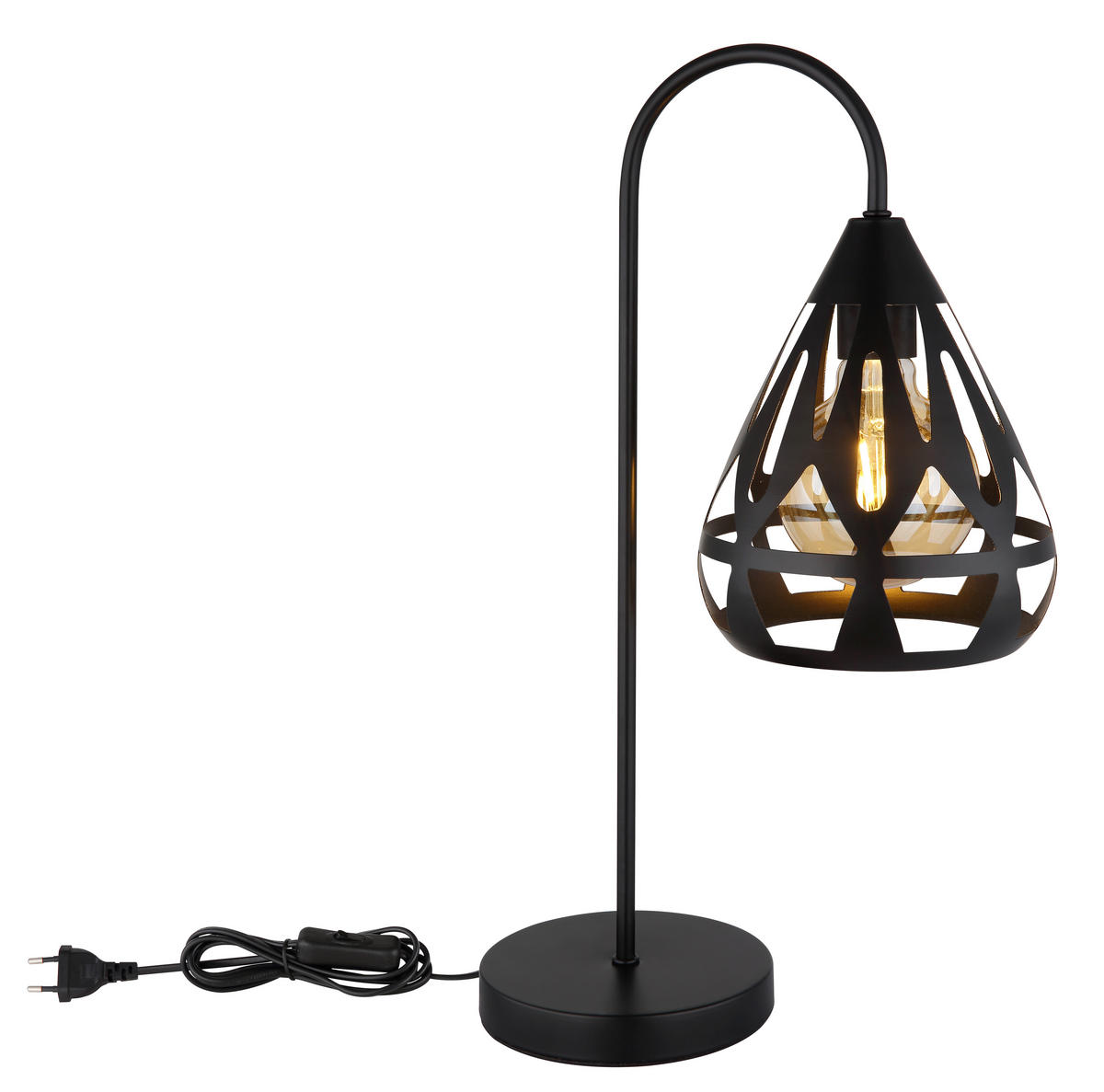 TISCHLEUCHTE 28/17/48 cm   - Schwarz, Design, Kunststoff/Metall (28/17/48cm) - Globo