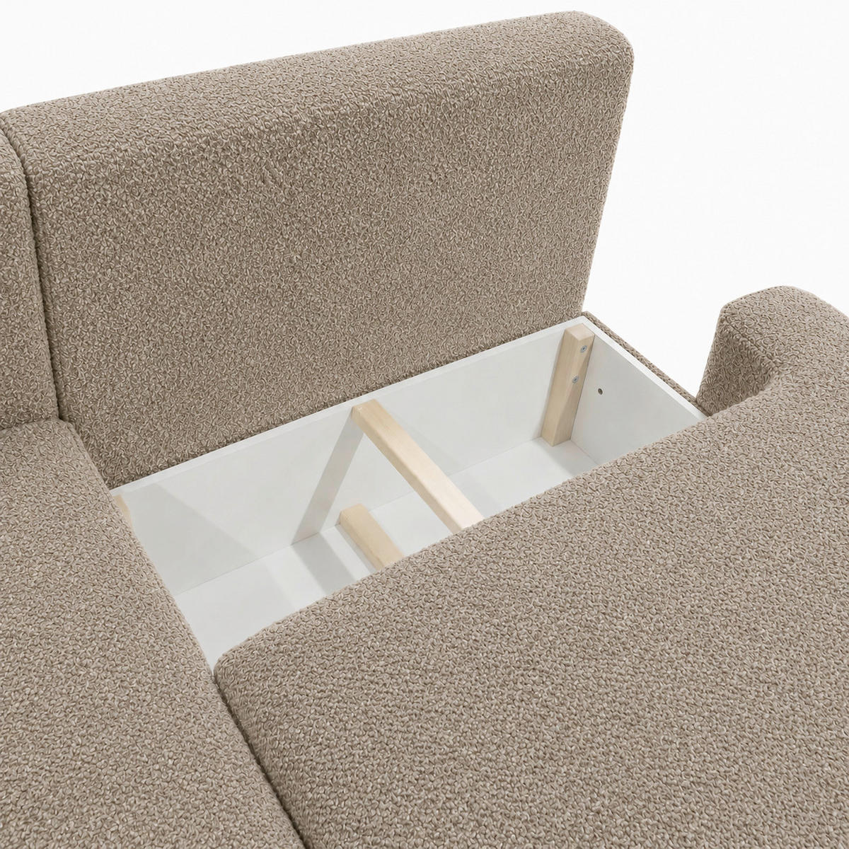 ECKSOFA FREDO Hellbraun Bouclé  - Hellbraun/Schwarz, Design, Kunststoff/Textil (150/233cm) - MID.YOU