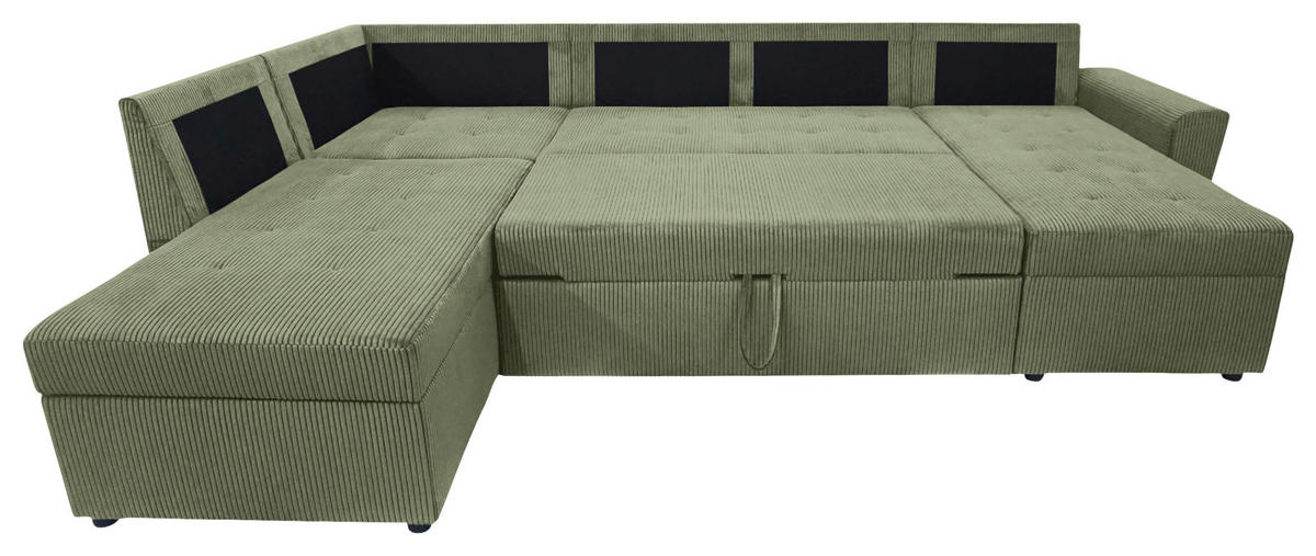 WOHNLANDSCHAFT TERMOLI Mintgrün Cord  - Schwarz/Mintgrün, Design, Kunststoff/Textil (212/297/155cm) - MID.YOU