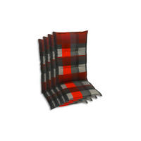 SESSELAUFLAGENSET Karo  - Dunkelgrau/Rot, Basics, Textil (50/7/120cm)