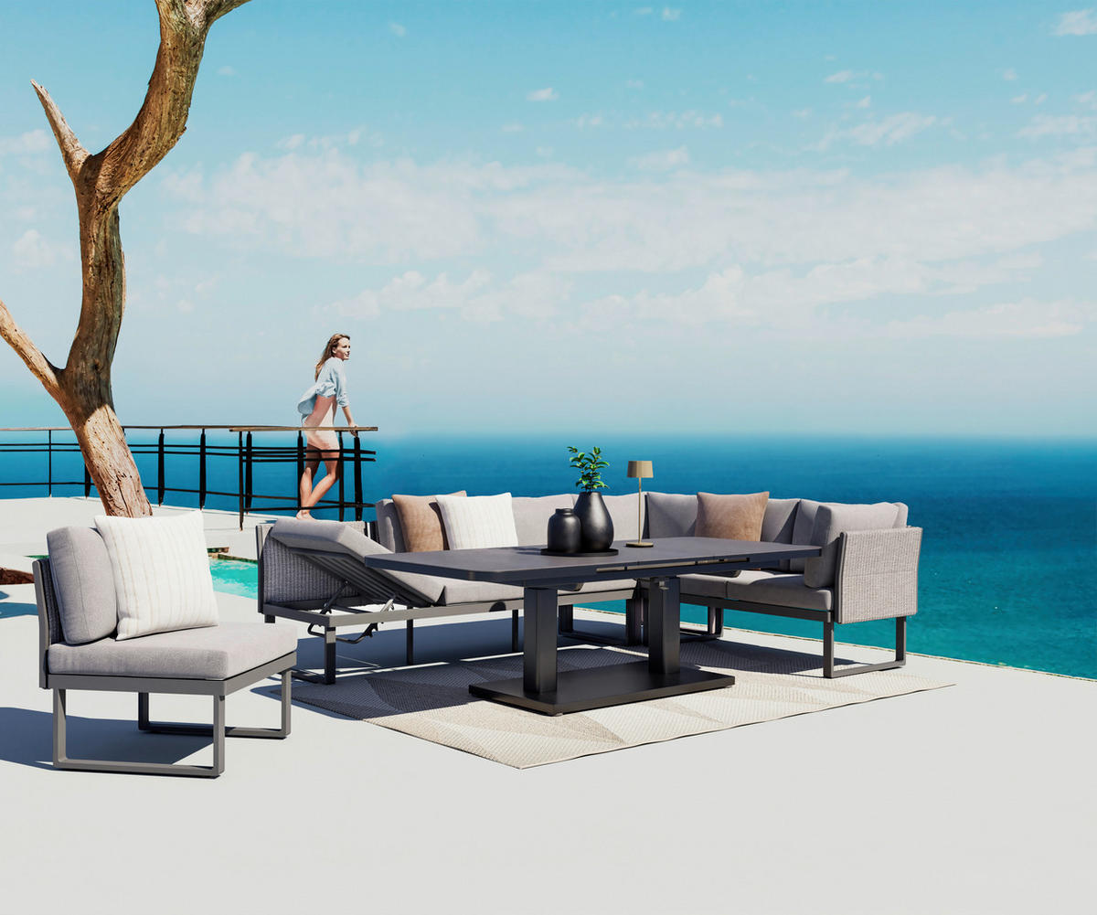LOUNGEMITTELTEIL Aluminium  - Dunkelgrau/Anthrazit, Design, Textil/Metall (67/74/76cm) - Amatio