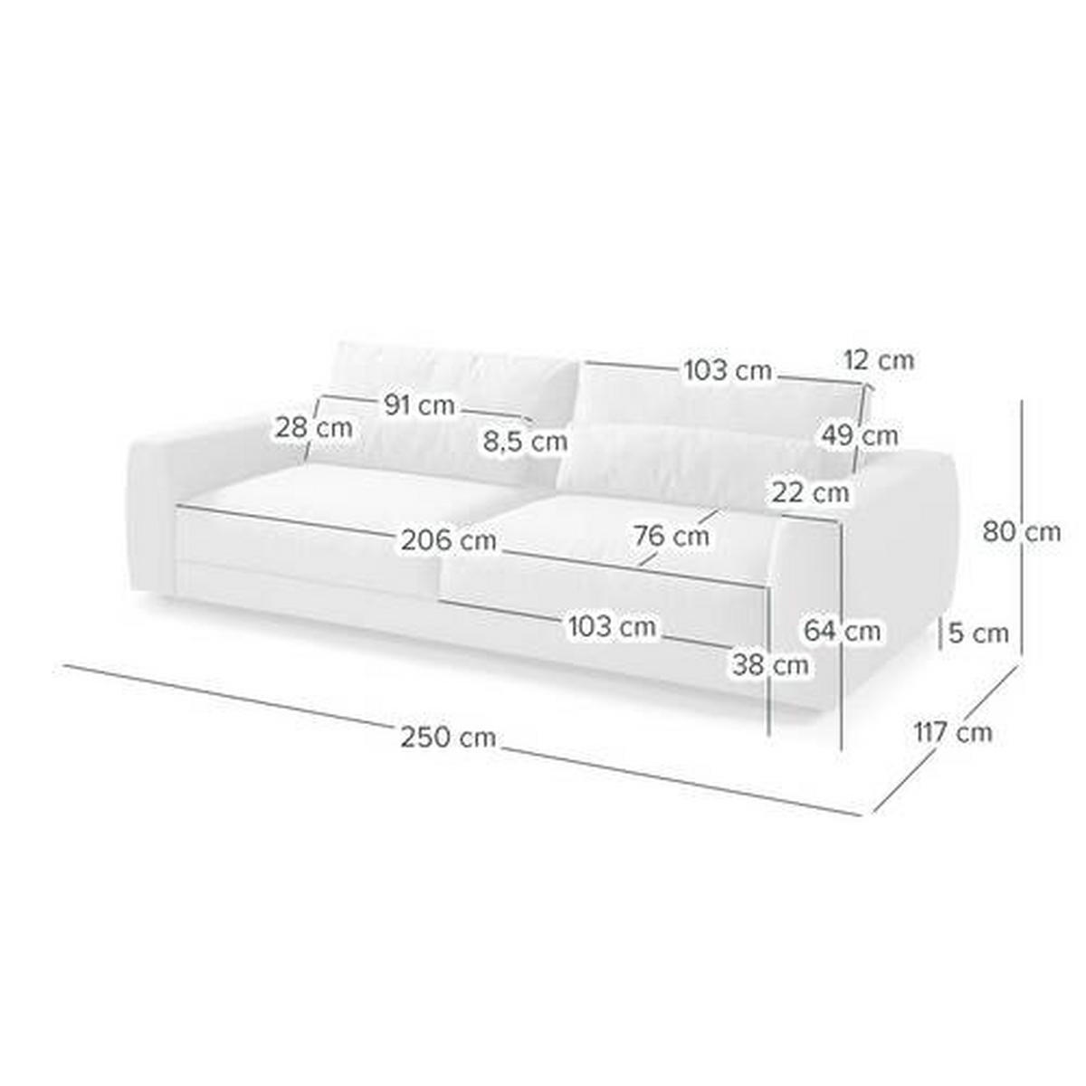 3-SITZER-SOFA in Webstoff Grau  - Schwarz/Grau, Design, Kunststoff/Textil (250/80/117cm) - home24
