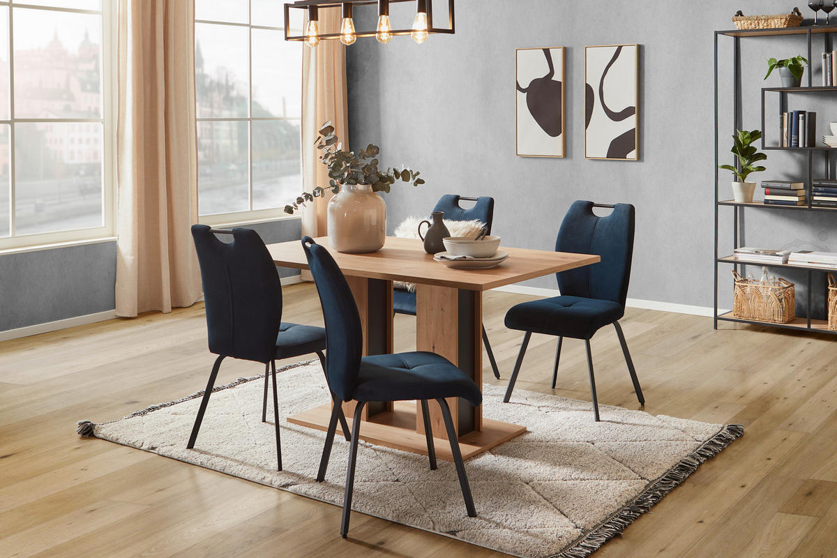 ESSTISCH rechteckig Eiche Artisan  - Schwarz/Eiche Artisan, KONVENTIONELL, Holzwerkstoff (138/74/90cm) - home24