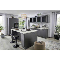 ECKKÜCHE 120/240 cm  in Graphitfarben  - Edelstahlfarben/Hellgrau, KONVENTIONELL, Glas/Holzwerkstoff (120/240cm) - Venda