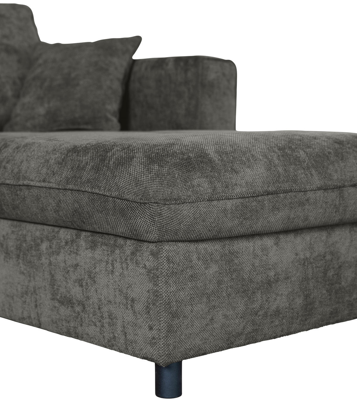 ECKSOFA Grau Flachgewebe  - Schwarz/Grau, KONVENTIONELL, Textil/Metall (252/162cm) - Carryhome