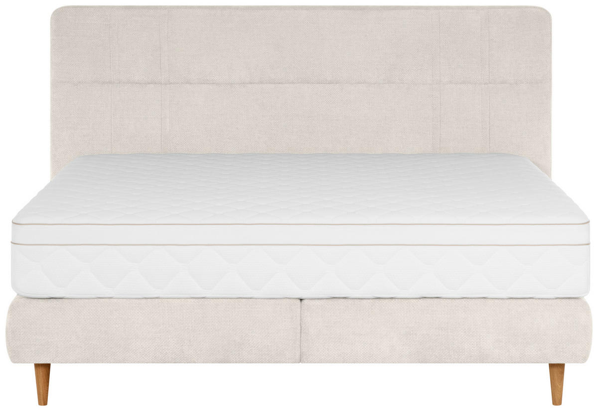 BOXSPRINGBETT 160/200 cm  in Perlmutt  - Eichefarben/Perlmutt, MODERN, Holz/Textil (160/200cm) - Welnova