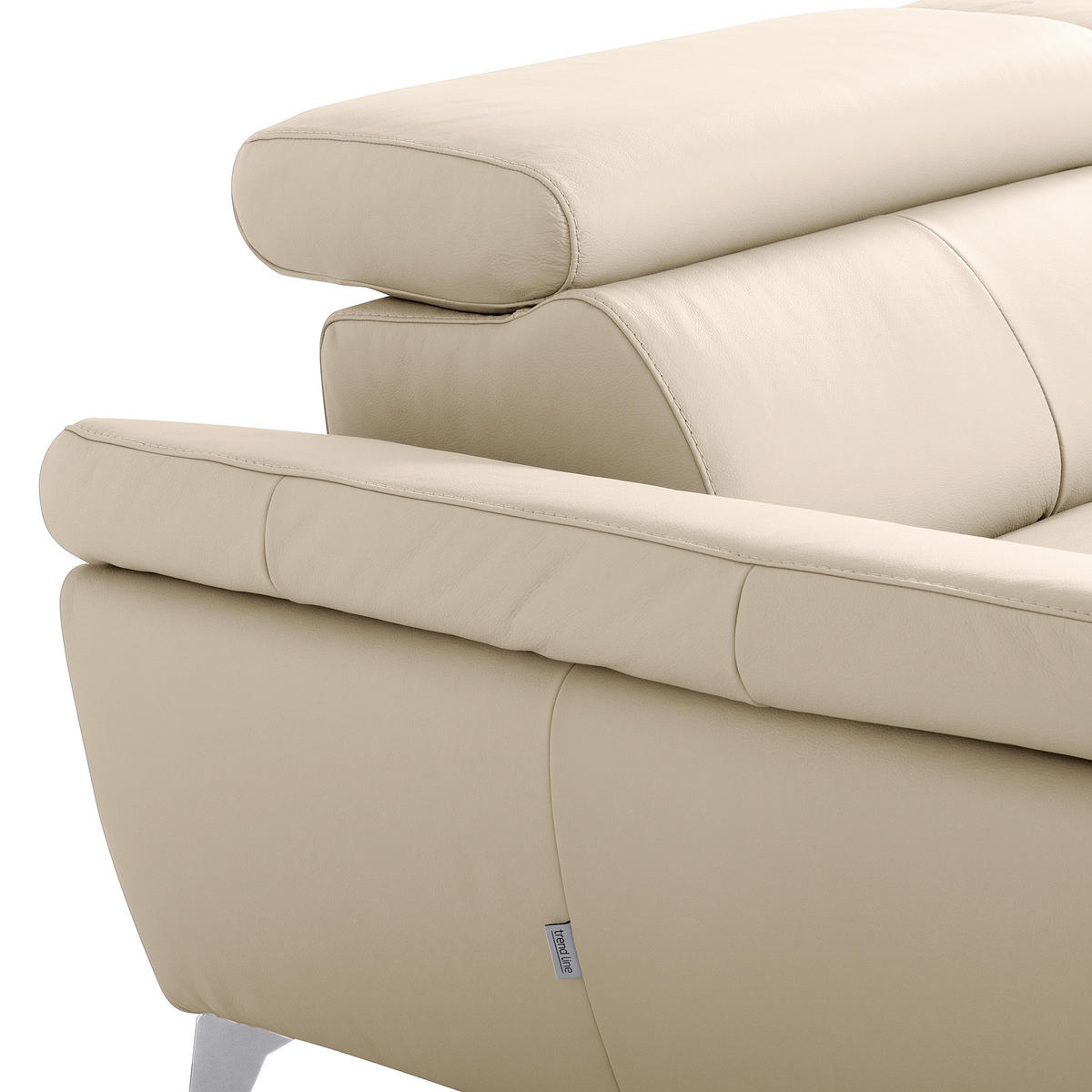 ECKSOFA SONO in Lederlook Echtleder Grau Bettkasten, Armteilverstellung, Kopfteilverstellung  252/179 cm  - Chromfarben/Grau, Design, Leder/Textil (252/179cm) - Livetastic