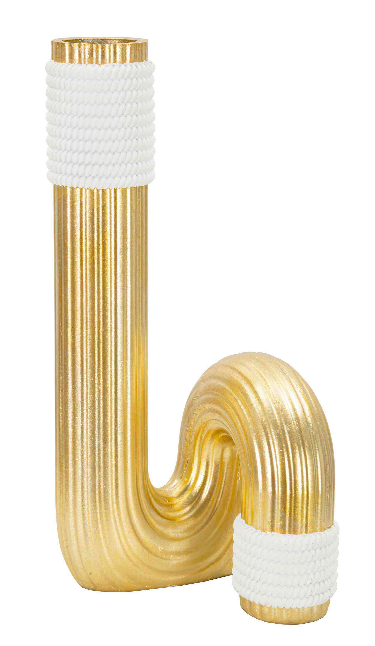 Mauro Ferretti Vase Weiß, Gold 15.30x30.5x13 cm