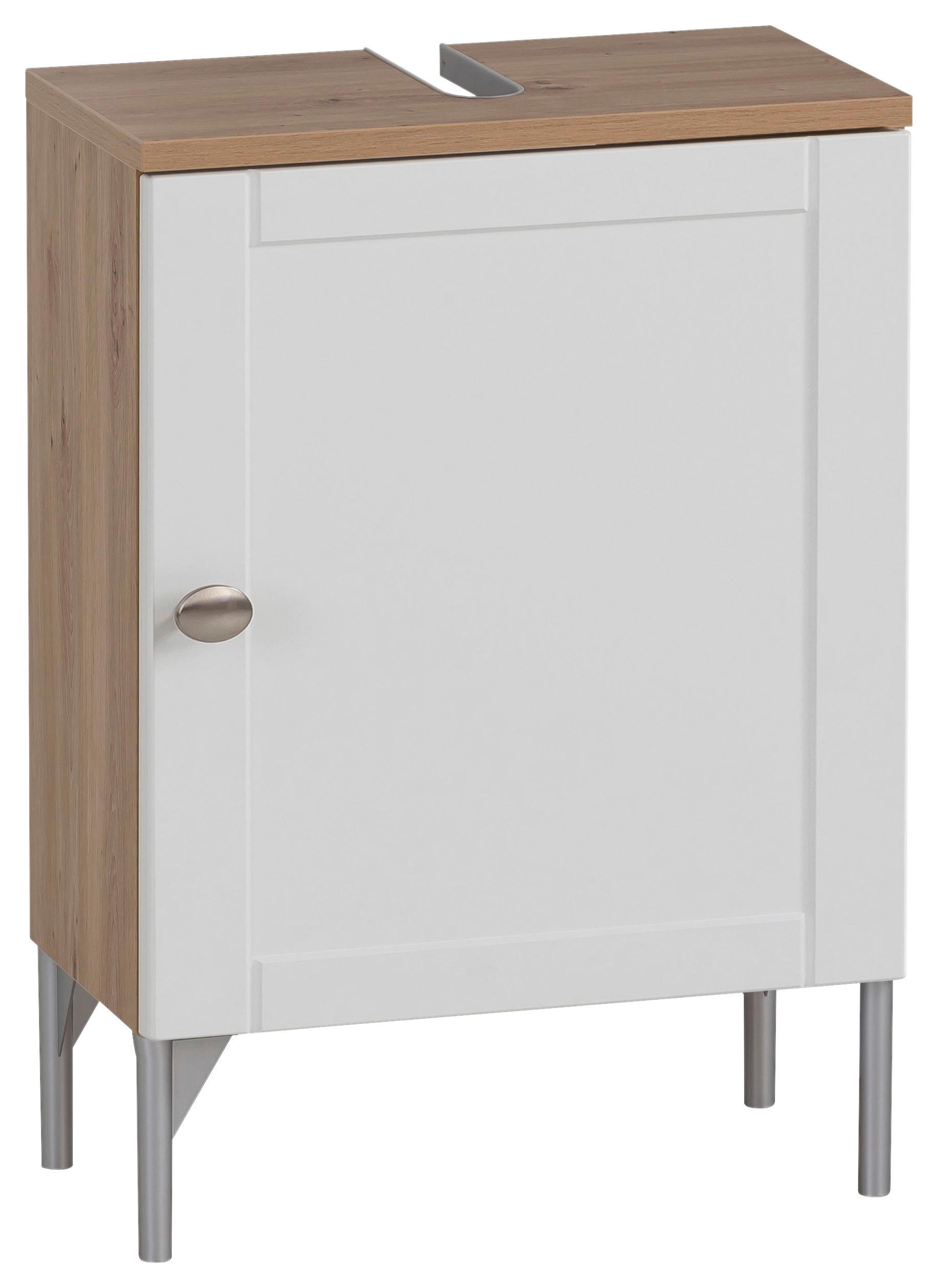 Stylife Waschbeckenunterschrank Jesper Silber, Weiß, Eiche Artisan 40.3x58.5x32 cm