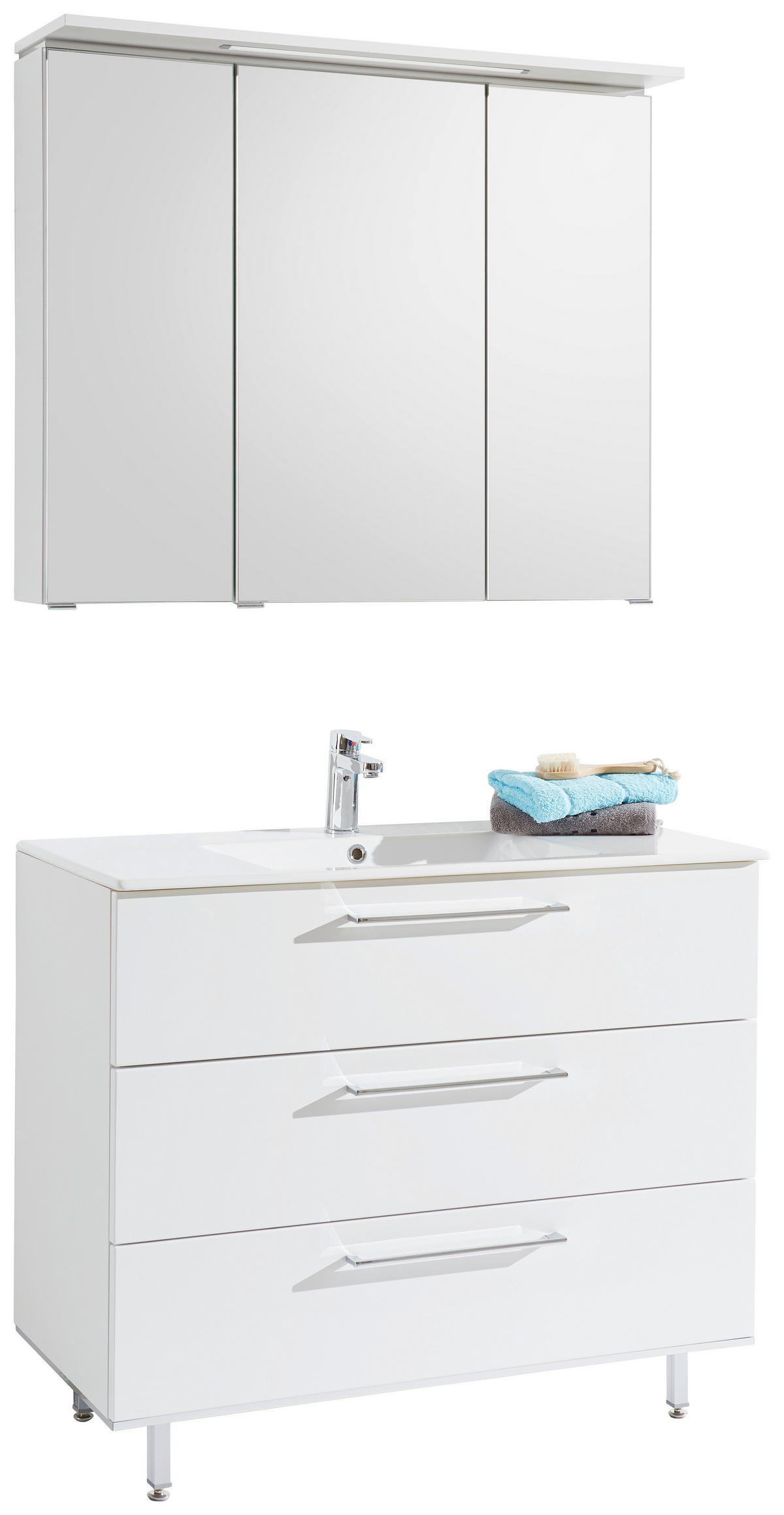 BADEZIMMER  in 100 cm  - Weiß, Design, Glas/Holzwerkstoff (100cm) - Novel