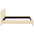 POLSTERBETT 140/200 cm,  in Beige, gepolstertes Kopfteil,  - Beige/Schwarzchrom, KONVENTIONELL, Leder/Metall (140/200cm) - Esposa